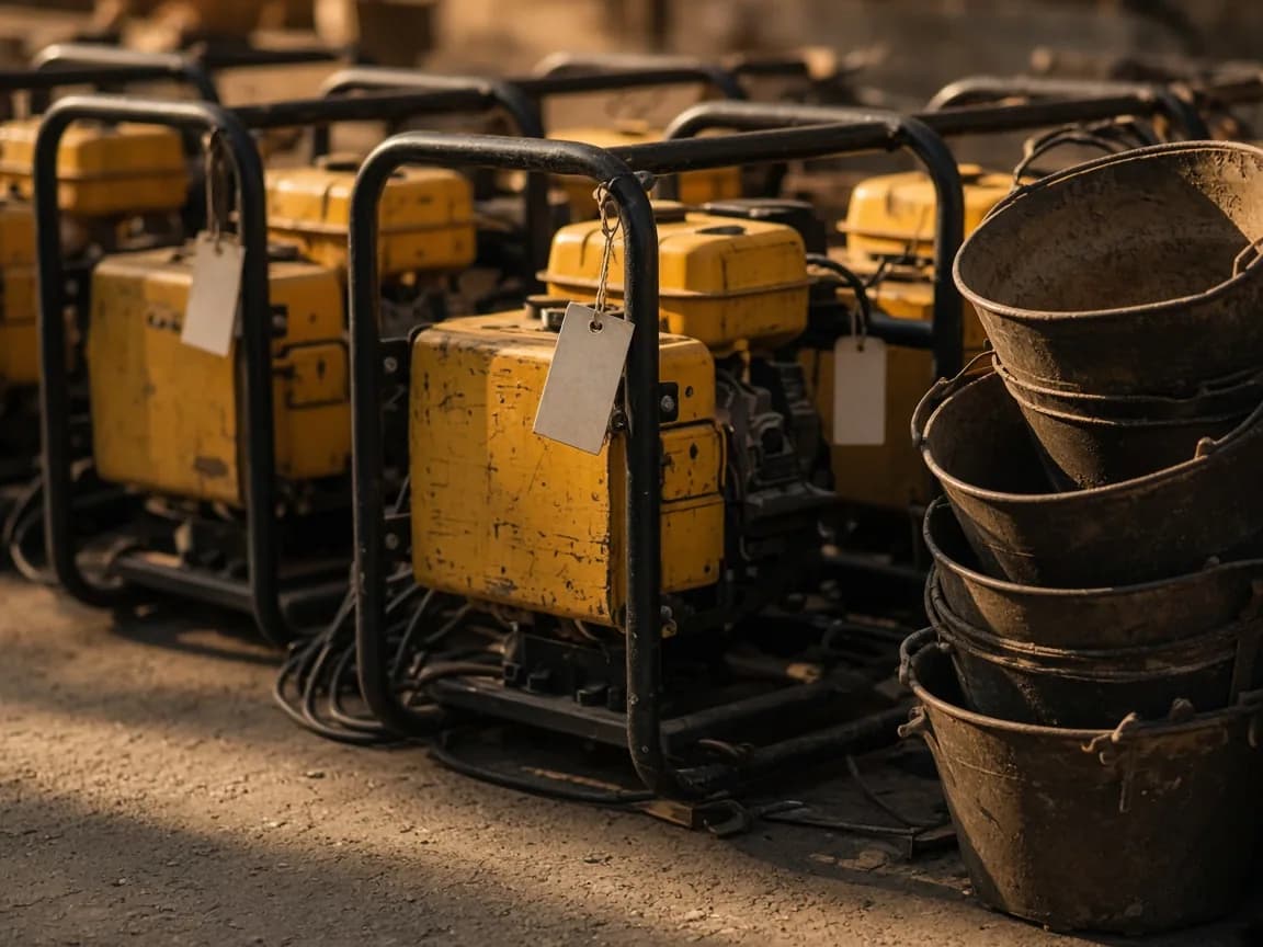 Rental fleet lined up in a yard ready for dispatch
